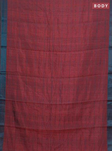 Peach  & Teal Blue Semi Raw Silk Saree