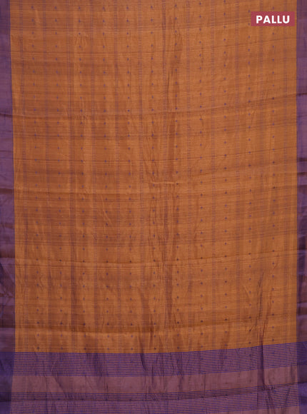 Purple & Teal Green Semi Raw Silk Saree