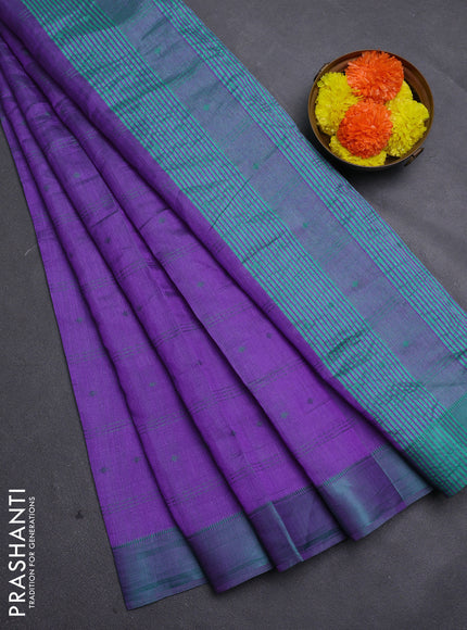 Rust & Violet Semi Raw Silk Saree