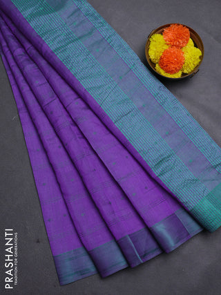Rust & Violet Semi Raw Silk Saree
