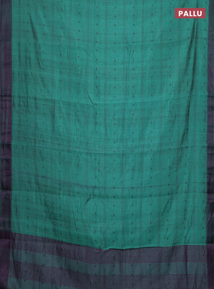 Teal Green & Purple Semi Raw Silk Saree