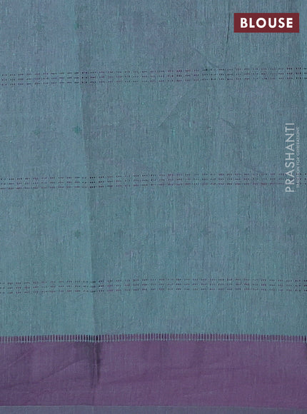 Teal Green & Purple Semi Raw Silk Saree
