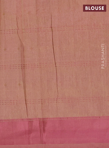 Mehendi Green & Pink Semi Raw Silk Saree