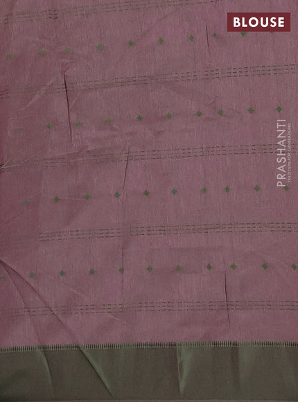 Magenta Pink & Green Semi Raw Silk Saree