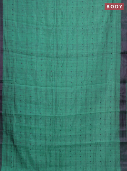 Teal Green & Purple Semi Raw Silk Saree