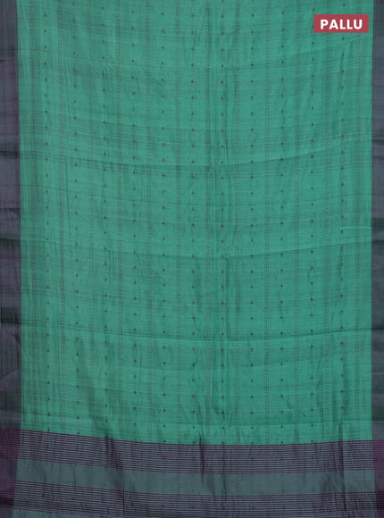 Teal Green & Purple Semi Raw Silk Saree