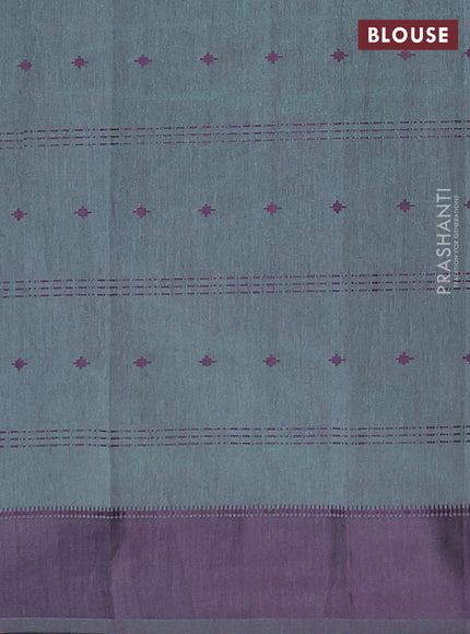 Teal Green & Purple Semi Raw Silk Saree