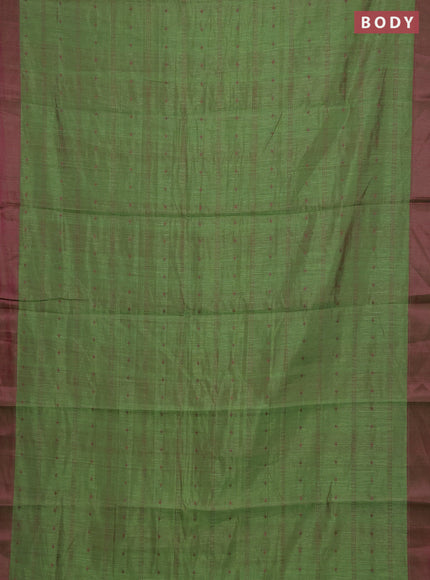 Green & Pink Semi Raw Silk Saree