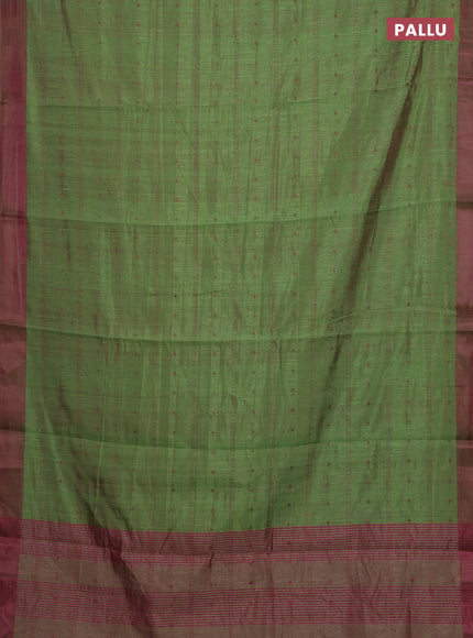 Green & Pink Semi Raw Silk Saree