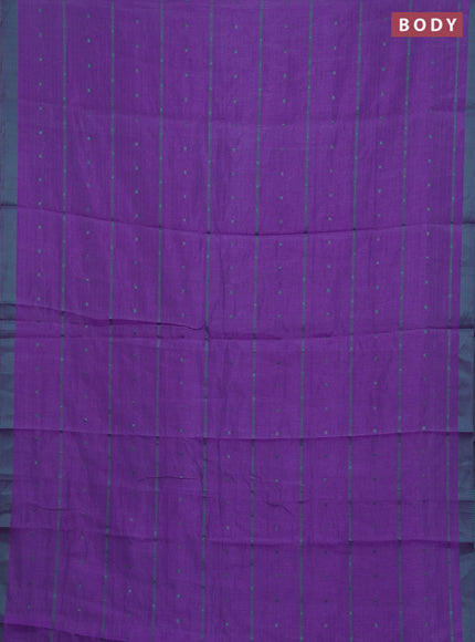 Purple & Teal Green Semi Raw Silk Saree