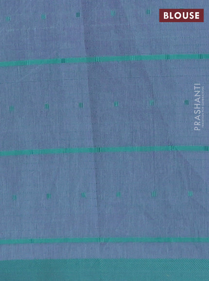 Purple & Teal Green Semi Raw Silk Saree