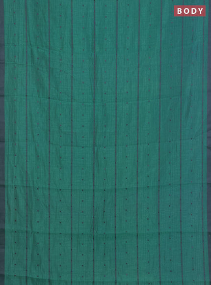 Teal Green & Purple Semi Raw Silk Saree