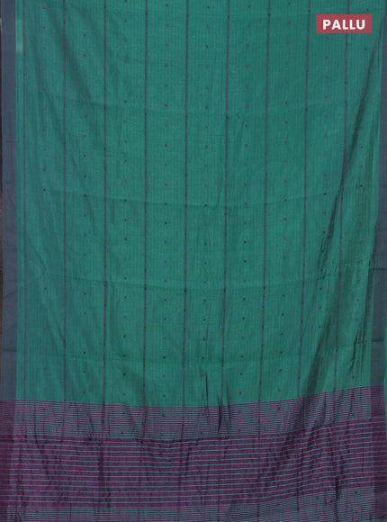 Teal Green & Purple Semi Raw Silk Saree