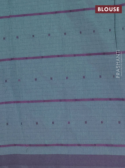 Teal Green & Purple Semi Raw Silk Saree