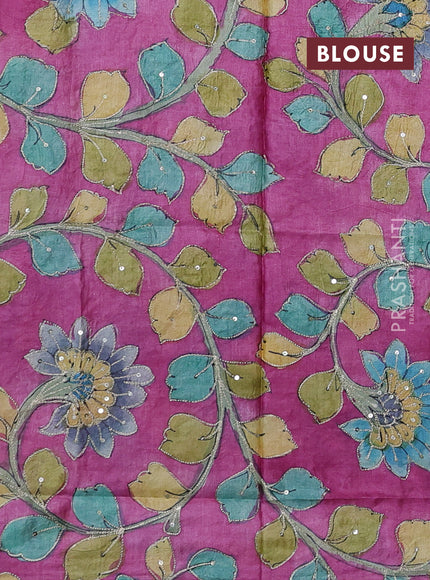 Pastel Green & Magenta Pink Pure Tussar Silk - Kalamkari Blouse