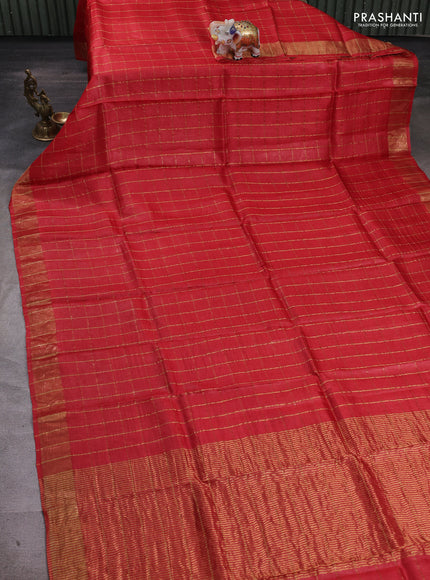 Red & Cs Blue Pure Tussar Silk - Kalamkari Blouse