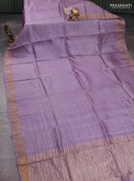 Lilac & Maroon Pure Tussar Silk - Kalamkari Blouse