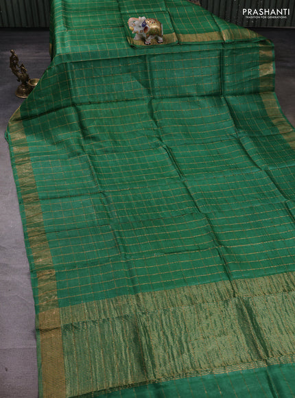 Green & Rust Pure Tussar Silk - Kalamkari Blouse
