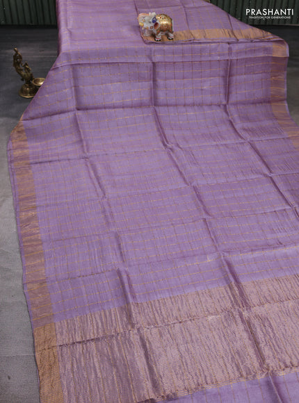 Lilac & Elephant Grey Pure Tussar Silk - Kalamkari Blouse