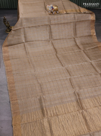 Beige & Maroon Pure Tussar Silk - Kalamkari Blouse