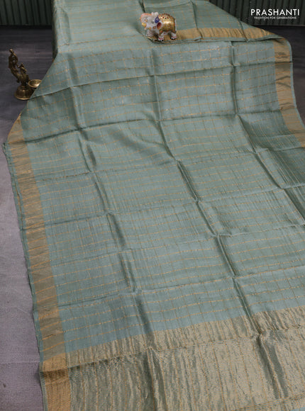 Pastel Green & Maroon Pure Tussar Silk - Kalamkari Blouse