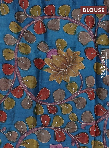Lilac & Cs Blue Pure Tussar Silk - Kalamkari Blouse