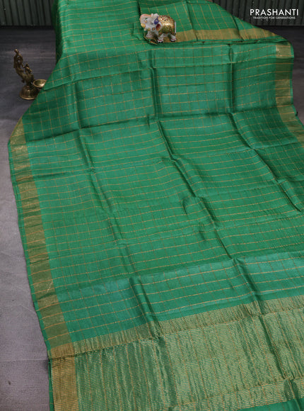 Green & Pink Pure Tussar Silk - Kalamkari Blouse
