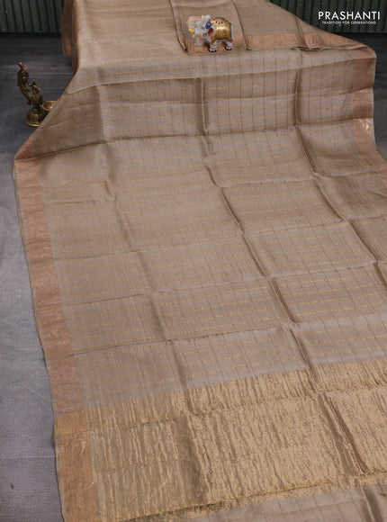 Beige & Magenta Pink Pure Tussar Silk - Kalamkari Blouse