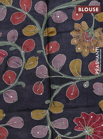 Green & Black Pure Tussar Silk - Kalamkari Blouse