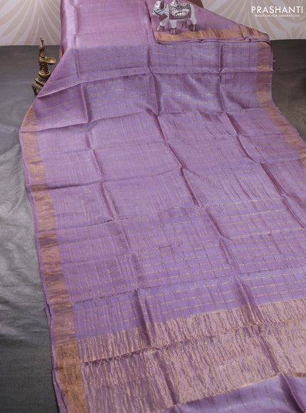 Lilac & Blue Pure Tussar Silk - Kalamkari Blouse