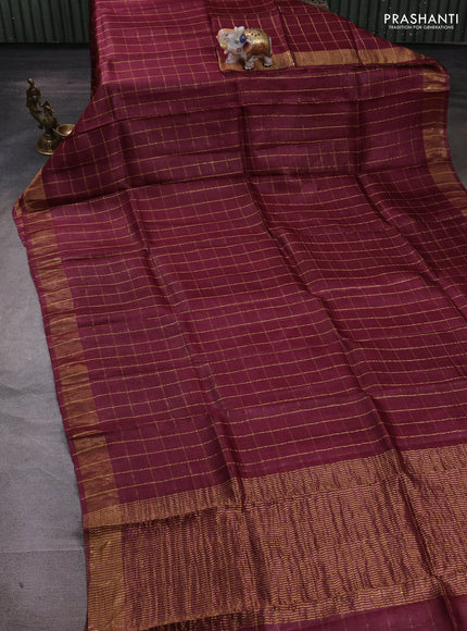 Maroon & Cs Blue Pure Tussar Silk - Kalamkari Blouse