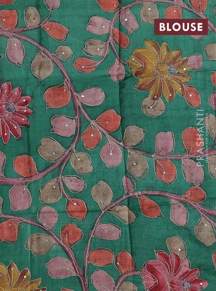Lilac & Green Pure Tussar Silk - Kalamkari Blouse