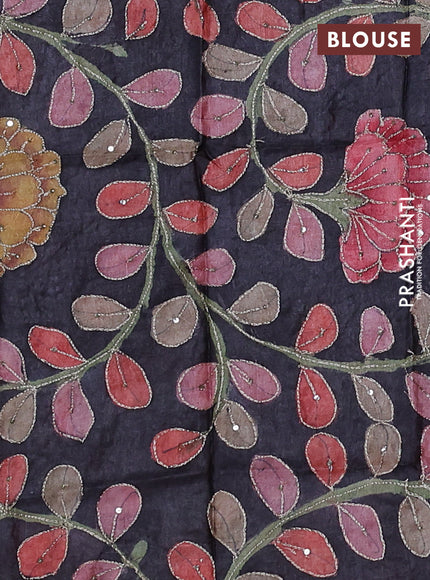 Red & Black Pure Tussar Silk - Kalamkari Blouse