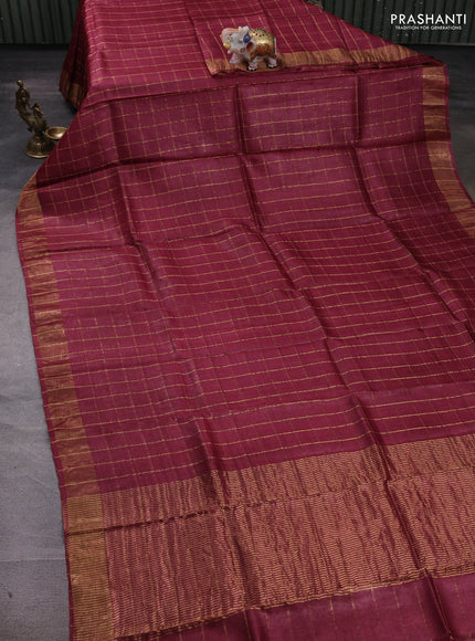 Maroon & Cs Blue Pure Tussar Silk - Kalamkari Blouse