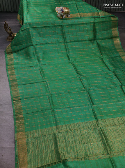 Green & Mustard Yellow Pure Tussar Silk - Kalamkari Blouse