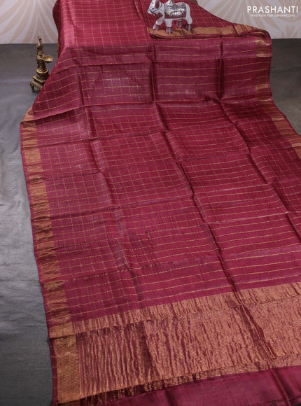 Maroon & Green Pure Tussar Silk - Kalamkari Blouse