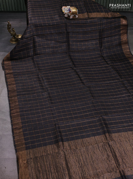 Coffee Brown & Maroon Pure Tussar Silk - Kalamkari Blouse