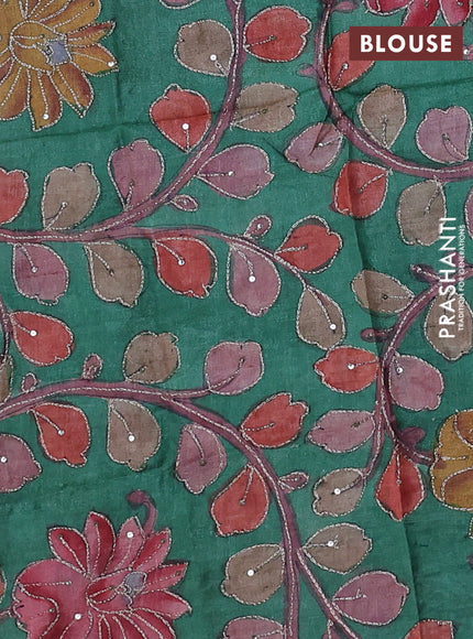 Lilac & Green Pure Tussar Silk - Kalamkari Blouse
