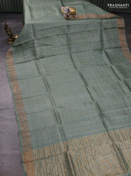 Pastel Green & Magenta Pink Pure Tussar Silk - Kalamkari Blouse