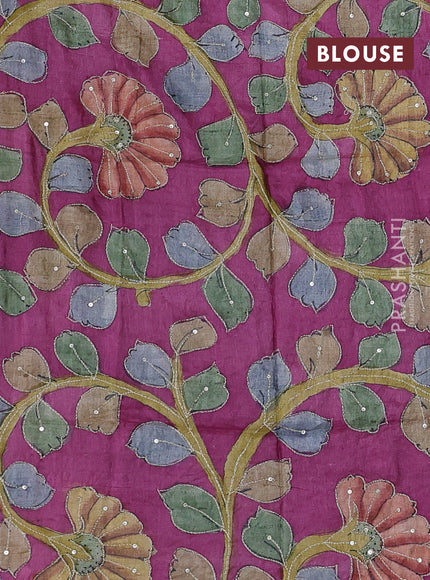 Pastel Green & Magenta Pink Pure Tussar Silk - Kalamkari Blouse