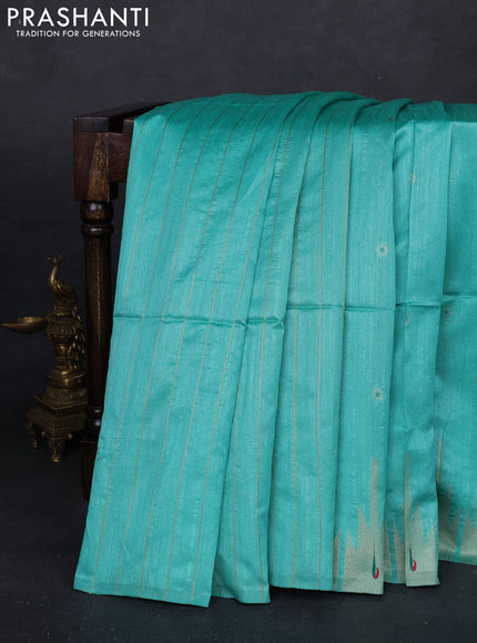 Teal Green Semi Paithani Saree