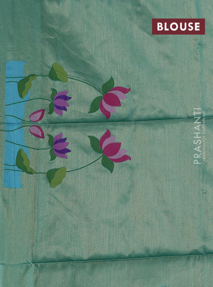 Teal Green Semi Paithani Saree