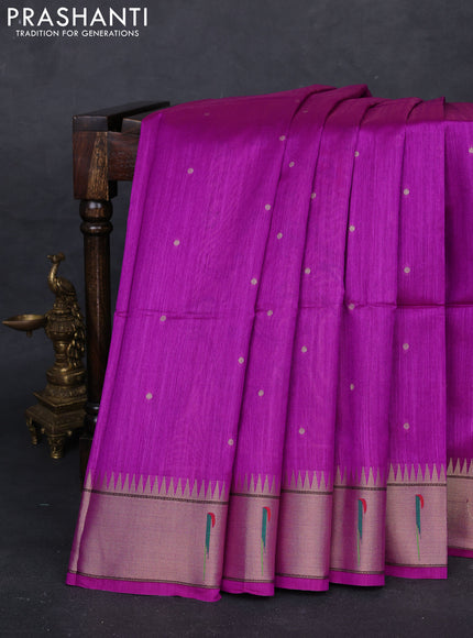 Magenta Pink Semi Paithani Saree