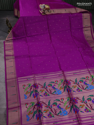 Magenta Pink Semi Paithani Saree