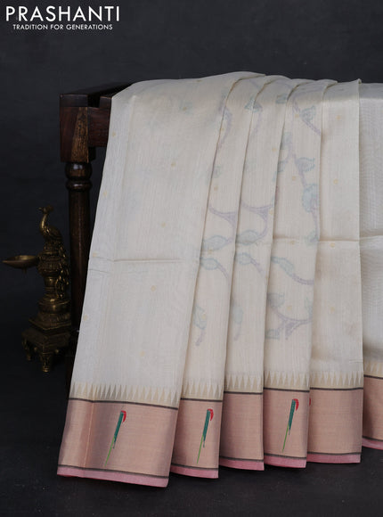 Off White Semi Paithani Saree