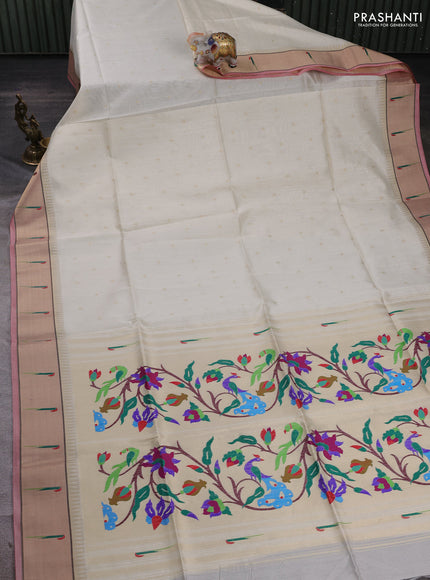 Off White Semi Paithani Saree