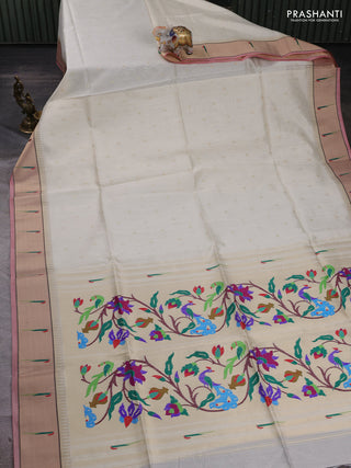 Off White Semi Paithani Saree