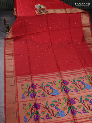 Red Semi Paithani Saree