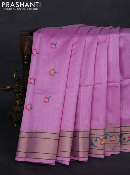 Lotus Pink Semi Paithani Saree