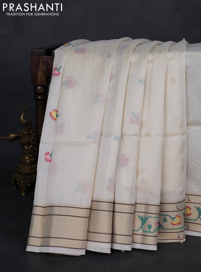 Off White Semi Paithani Saree